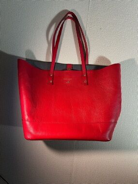 Cole Haan Bright Red Leather Tote with Dual Handles